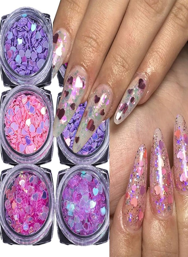 CJDLTS Love Heart Nail Glitter Sequins Valentine's Colorful Heart Glitter Manicure Nail Accessories 3D Nails Supplies Jewelry Studs Nail Art Glitter Flakes, Nail Decoration for Women Featival - Image 1